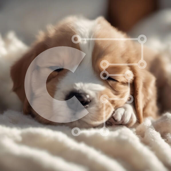 Intra Συλλεκτικό Ξύλινο Παζλ Plywood  4mm - Χαριτωμένο κουτάβι που κοιμάται σε μια κουβέρτα Σε Ξύλινο Κουτί - Διαστάσεις: 10x10 cm – 25 κομμάτια