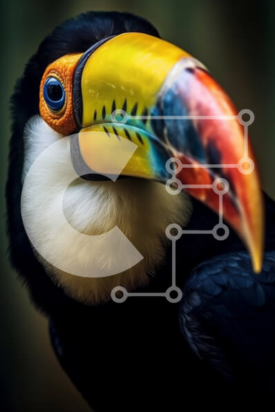 Σετ των 2 Intra Συλλεκτικό Ξύλινο Παζλ Plywood  4mm - Μαγευτική εικόνα από κοντά του κεφαλιού ενός Τουκάν με ράμφος και φτερά με έντονα χρώματα Σε Ξύλινο Κουτί - Διαστάσεις: 10x10 cm – 25 κομμάτια