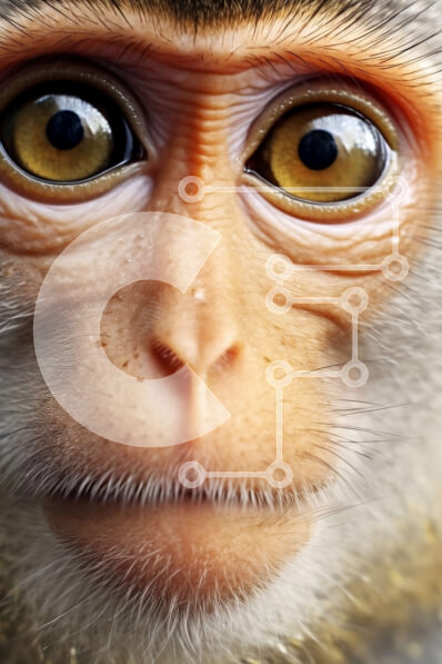 Σετ των 2 Intra Συλλεκτικό Ξύλινο Παζλ Plywood  4mm - Αξιολάτρευτο κοντινό πλάνο του προσώπου ενός πιθήκου Σε Ξύλινο Κουτί - Διαστάσεις: 10x10 cm – 25 κομμάτια