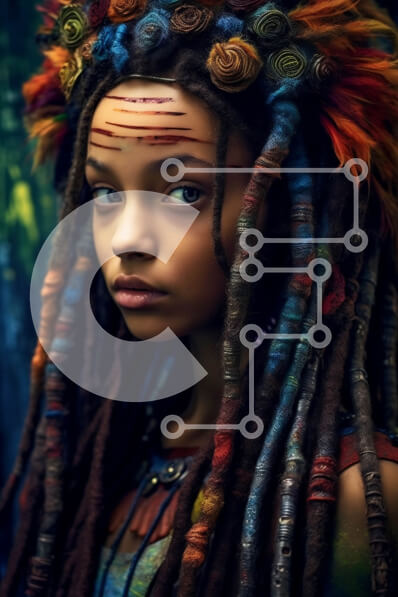 Intra Συλλεκτικό Ξύλινο Παζλ Plywood  4mm - Πορτρέτο μιας νεαρής γυναίκας με Dreadlocks και πολύχρωμη κόμμωση Σε Ξύλινο Κουτί - Διαστάσεις Puzzle: 10x10 cm – 25 κομμάτια