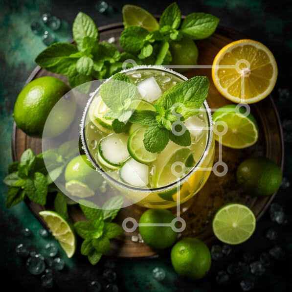 Σετ των 2 Intra Συλλεκτικό Ξύλινο Παζλ Plywood  4mm - Νόστιμο ποτήρι λεμονάδα με μέντα με παγάκια Σε Ξύλινο Κουτί - Διαστάσεις: 10x10 cm – 25 κομμάτια