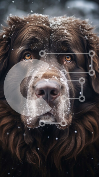 Σετ των 2 Intra Συλλεκτικό Ξύλινο Παζλ Plywood  4mm - Καφέ σκυλί με μακριά μαλλιά σε χιονισμένο φόντο Σε Ξύλινο Κουτί - Διαστάσεις: 10x10 cm – 25 κομμάτια