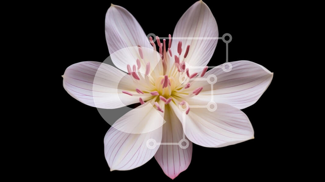 Intra Συλλεκτικό Ξύλινο Παζλ Plywood  4mm - Μονό λευκό λουλούδι με ροζ πέταλα σε μαύρο φόντο Σε Ξύλινο Κουτί - Διαστάσεις: 10x10 cm – 25 κομμάτια