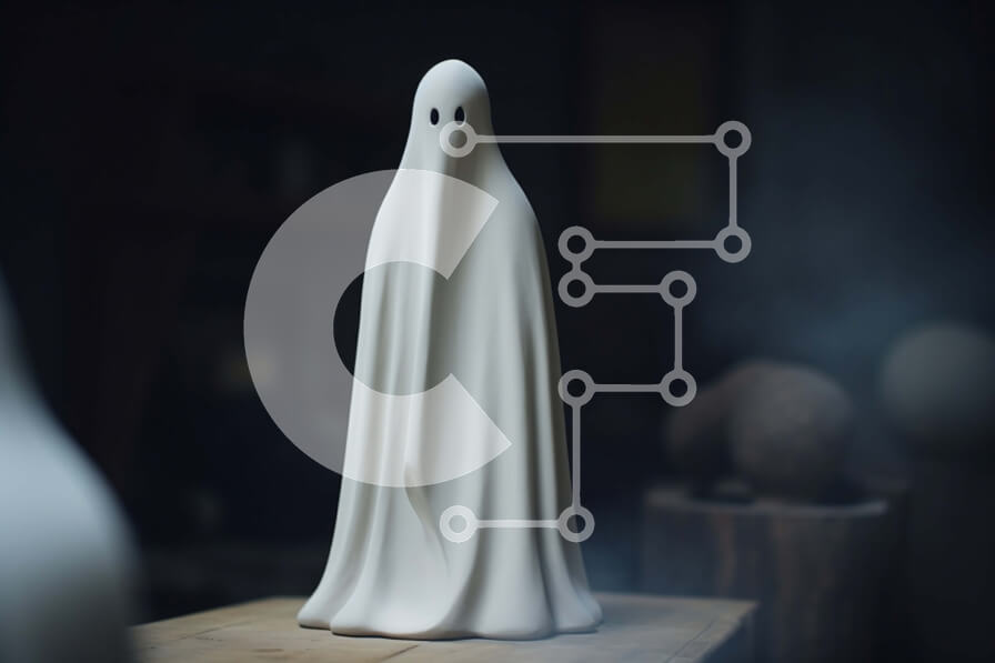 Intra Συλλεκτικό Ξύλινο Παζλ Plywood  4mm - Μυστηριώδες ειδώλιο λευκού φαντάσματος σε πλωτό ξύλινο τραπέζι Σε Ξύλινο Κουτί - Διαστάσεις Puzzle: 10x10 cm – 25 κομμάτια