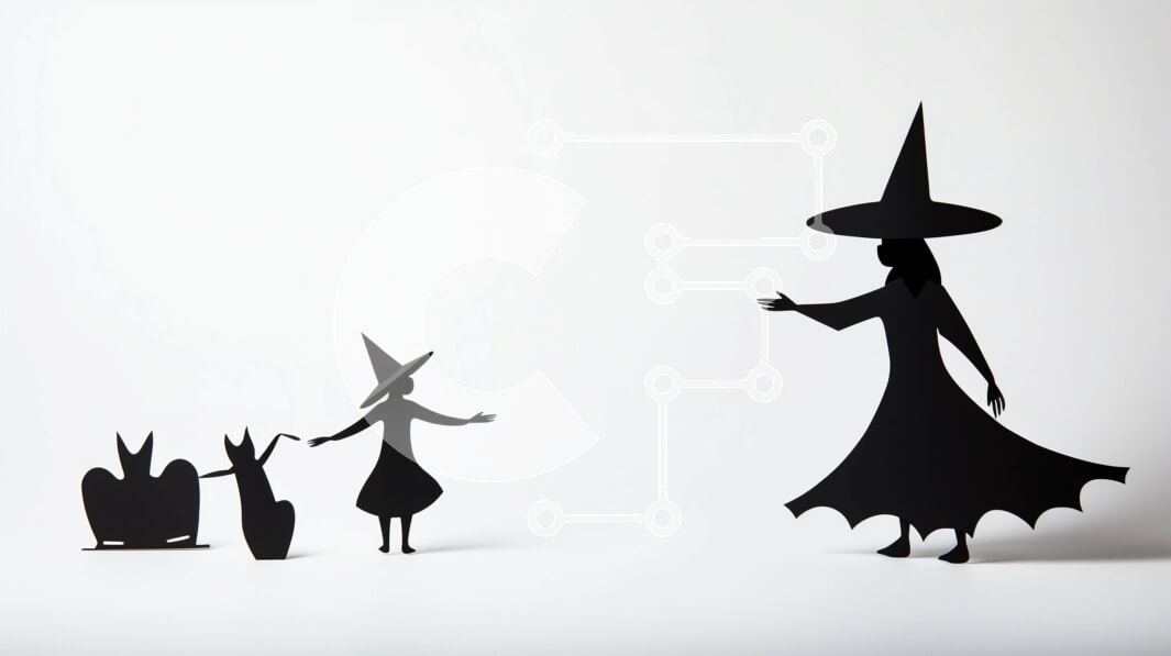 Intra Συλλεκτικό Ξύλινο Παζλ Plywood  4mm - Δύο γυναίκες ντυμένες ως μάγισσες που στέκονται μαζί με κενό χώρο ανάμεσα Σε Ξύλινο Κουτί - Διαστάσεις: 10x10 cm – 25 κομμάτια