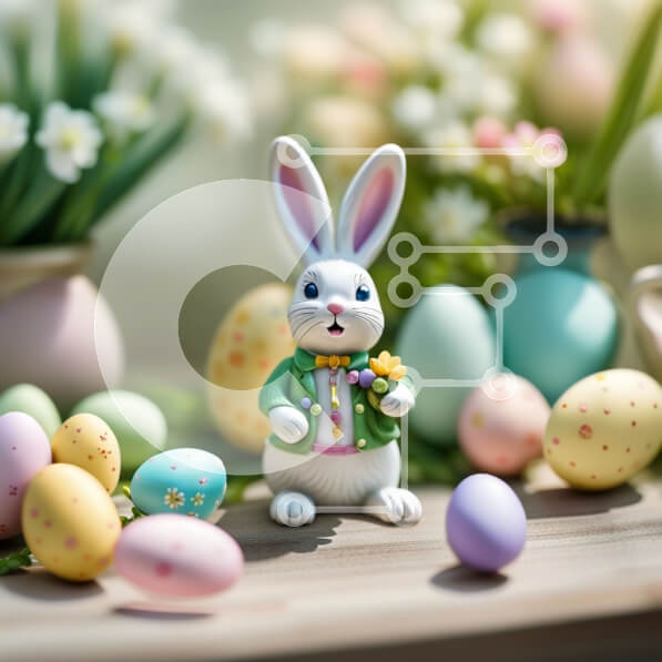 Intra Συλλεκτικό Ξύλινο Παζλ Plywood  4mm - Αξιολάτρευτη εικόνα ενός κουνελιού με πασχαλινά αυγά και λουλούδια Σε Ξύλινο Κουτί - Διαστάσεις: 10x10 cm – 25 κομμάτια