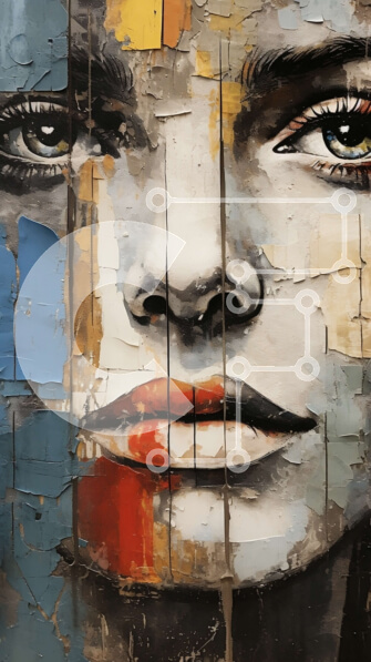 Intra Συλλεκτικό Ξύλινο Παζλ Plywood  4mm - Πολύχρωμη μπογιά που ξεφλουδίζει το πρόσωπο της γυναίκας Σε Ξύλινο Κουτί - Διαστάσεις Puzzle: 10x10 cm – 25 κομμάτια