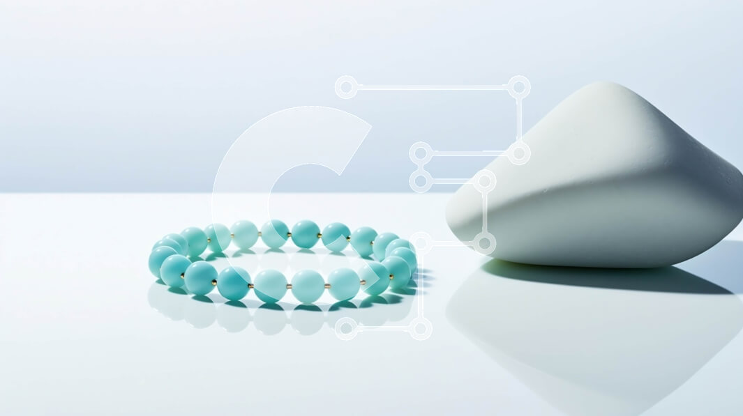 Intra Συλλεκτικό Ξύλινο Παζλ Plywood  4mm - Βραχιόλι Λευκή Πέτρα και Aqua Σε Ξύλινο Κουτί - Διαστάσεις: 10x10 cm – 25 κομμάτια