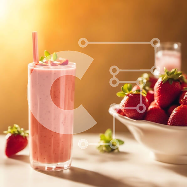 Σετ των 2 Intra Συλλεκτικό Ξύλινο Παζλ Plywood  4mm - Smoothie φράουλας με φρέσκες φράουλες Σε Ξύλινο Κουτί - Διαστάσεις: 10x10 cm – 25 κομμάτια