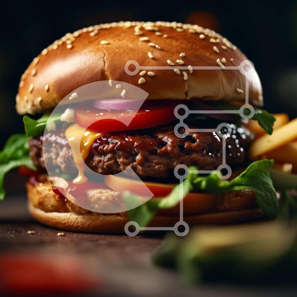 Σετ των 2 Intra Συλλεκτικό Ξύλινο Παζλ Plywood  4mm - Λαχταριστό Cheeseburger με μαρούλι, ντομάτα και τραγανές πατάτες Σε Ξύλινο Κουτί - Διαστάσεις: 10x10 cm – 25 κομμάτια