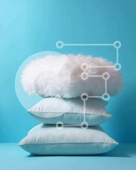 Intra Συλλεκτικό Ξύλινο Παζλ Plywood  4mm - Άσπρα μαξιλάρια στην μπλε επιφάνεια Στοκ Φωτογραφία Σε Ξύλινο Κουτί - Διαστάσεις Puzzle: 10x10 cm – 25 κομμάτια