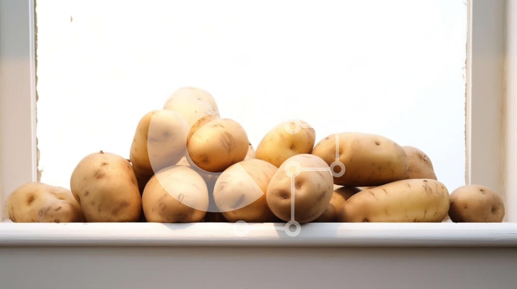 Σετ των 2 Intra Συλλεκτικό Ξύλινο Παζλ Plywood  4mm - Στοίβα από πατάτες στο περβάζι παραθύρου Σε Ξύλινο Κουτί - Διαστάσεις: 10x10 cm – 25 κομμάτια