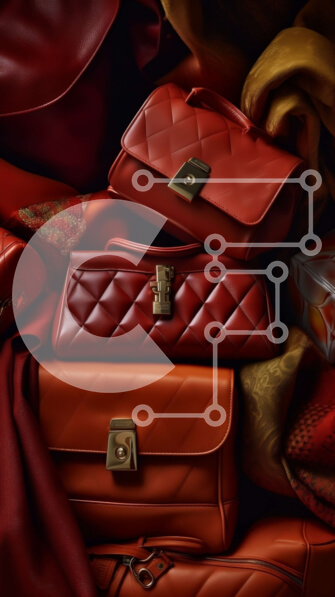 Intra Συλλεκτικό Ξύλινο Παζλ Plywood  4mm - Κομψή συλλογή από κόκκινες τσάντες και πορτοφόλια Σε Ξύλινο Κουτί - Διαστάσεις Puzzle: 10x10 cm – 25 κομμάτια