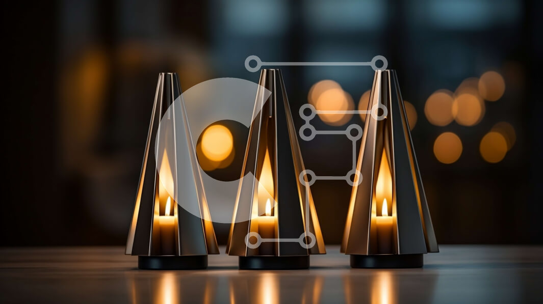 Intra Συλλεκτικό Ξύλινο Παζλ Plywood  4mm - Τρία αναμμένα κεριά σε ένα τραπέζι με φλόγες που τρεμοπαίζουν Σε Ξύλινο Κουτί - Διαστάσεις Puzzle: 10x10 cm – 25 κομμάτια