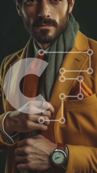 Intra Συλλεκτικό Ξύλινο Παζλ Plywood  4mm - Πορτρέτο σοβαρού άνδρα με κίτρινο σακάκι και γκρι κασκόλ με καφέ ζώνη και παπούτσια Σε Ξύλινο Κουτί - Διαστάσεις Puzzle: 10x10 cm – 25 κομμάτια