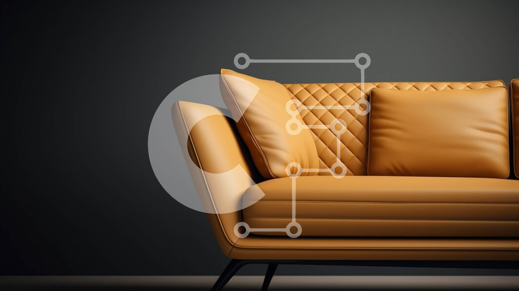 Intra Συλλεκτικό Ξύλινο Παζλ Plywood  4mm - Μοντέρνος πορτοκαλί δερμάτινος καναπές με καπιτονέ σχέδιο Σε Ξύλινο Κουτί - Διαστάσεις Puzzle: 10x10 cm – 25 κομμάτια