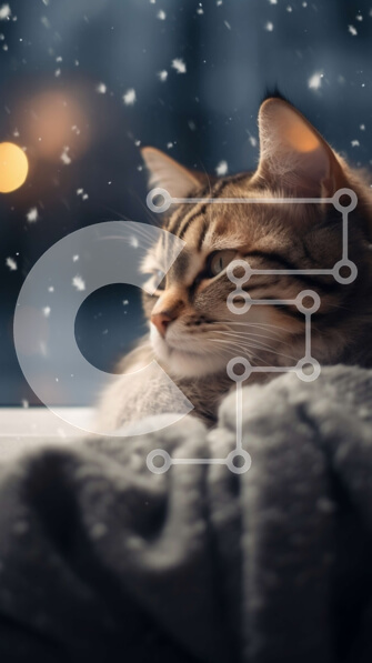 Σετ των 2 Intra Συλλεκτικό Ξύλινο Παζλ Plywood  4mm - Ζεστή εικόνα μιας γάτας που απολαμβάνει μια χιονισμένη νύχτα Σε Ξύλινο Κουτί - Διαστάσεις: 10x10 cm – 25 κομμάτια