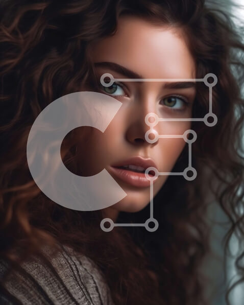 Intra Συλλεκτικό Ξύλινο Παζλ Plywood  4mm - Όμορφη γυναίκα με μακριά σγουρά καστανά μαλλιά και καστανά μάτια Σε Ξύλινο Κουτί - Διαστάσεις Puzzle: 10x10 cm – 25 κομμάτια