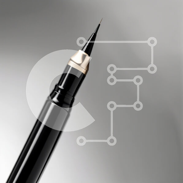 Σετ των 2 Intra Συλλεκτικό Ξύλινο Παζλ Plywood  4mm - Κομψό μαύρο στυλό eyeliner με χρυσή μύτη σε γκρι φόντο Σε Ξύλινο Κουτί - Διαστάσεις: 10x10 cm – 25 κομμάτια