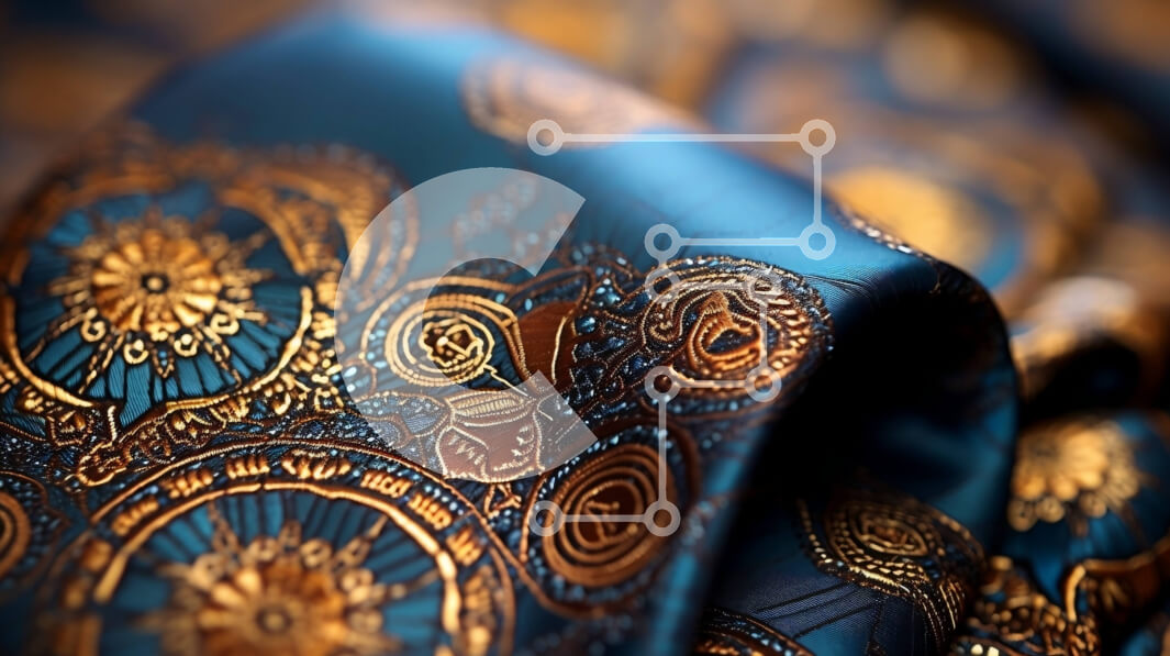 Σετ των 2 Intra Συλλεκτικό Ξύλινο Παζλ Plywood  4mm - Κομψή μπλε και χρυσή φλοράλ γραβάτα με περίπλοκο σχέδιο Σε Ξύλινο Κουτί - Διαστάσεις: 10x10 cm – 25 κομμάτια