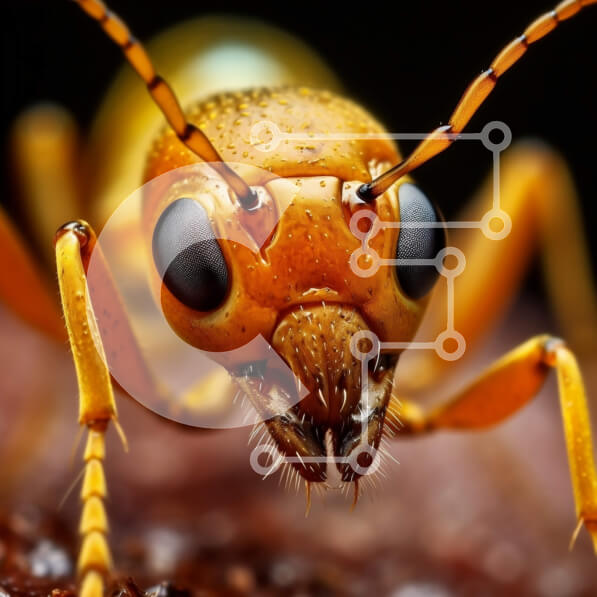 Intra Συλλεκτικό Ξύλινο Παζλ Plywood  4mm - Κοντινή όψη του προσώπου του μυρμηγκιού με κίτρινο σακάκι Σε Ξύλινο Κουτί - Διαστάσεις: 10x10 cm – 25 κομμάτια