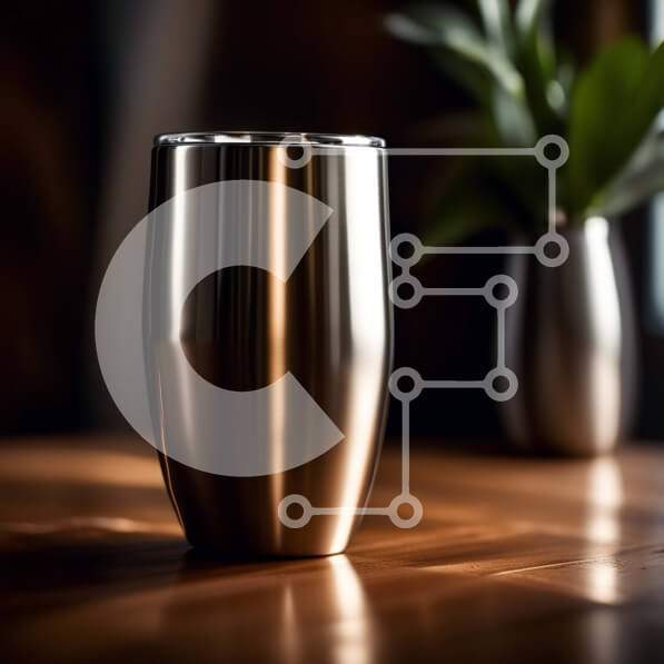 Intra Συλλεκτικό Ξύλινο Παζλ Plywood  4mm - Κομψό ποτήρι από ανοξείδωτο ατσάλι σε ξύλινο τραπέζι με φυτό σε γλάστρα Σε Ξύλινο Κουτί - Διαστάσεις Puzzle: 10x10 cm – 25 κομμάτια