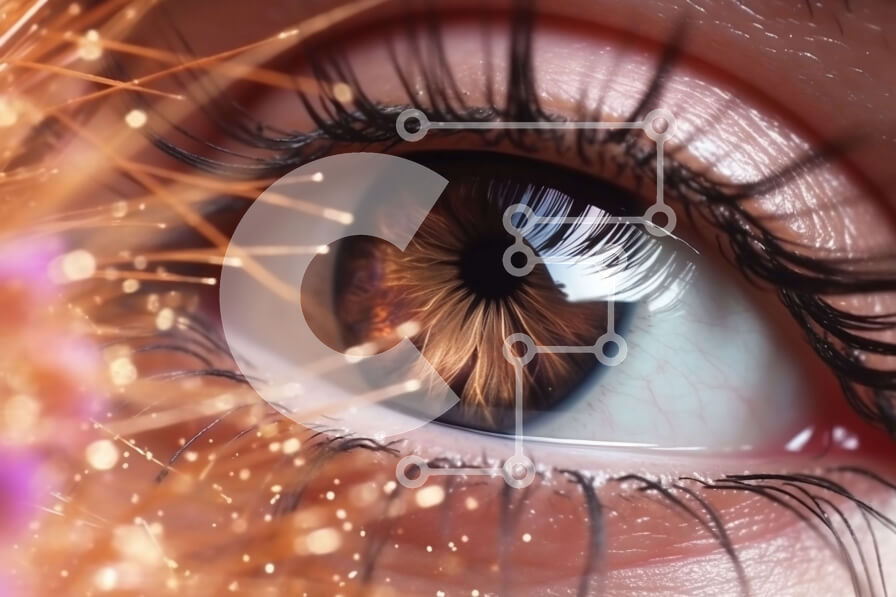 Intra Συλλεκτικό Ξύλινο Παζλ Plywood  4mm - Εκπληκτικό κοντινό πλάνο γυναικείου ματιού με μακριές βλεφαρίδες και λαμπερή καφέ ίριδα Σε Ξύλινο Κουτί - Διαστάσεις Puzzle: 10x10 cm – 25 κομμάτια