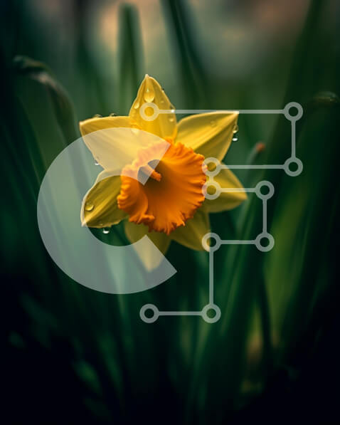 Intra Συλλεκτικό Ξύλινο Παζλ Plywood  4mm - Όμορφη εικόνα ενός κίτρινου ασφόδελου με σταγονίδια νερού στα πέταλά του Σε Ξύλινο Κουτί - Διαστάσεις: 10x10 cm – 25 κομμάτια