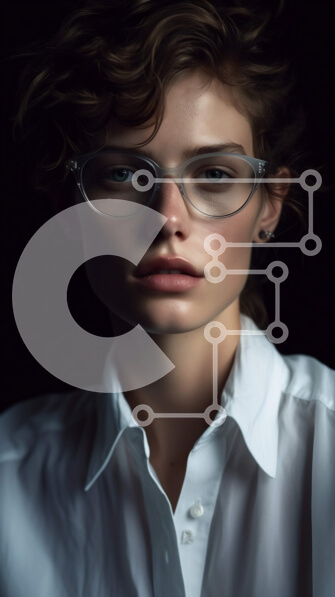 Intra Συλλεκτικό Ξύλινο Παζλ Plywood  4mm - Πορτρέτο μιας γυναίκας με γυαλιά και λευκό πουκάμισο Σε Ξύλινο Κουτί - Διαστάσεις Puzzle: 10x10 cm – 25 κομμάτια