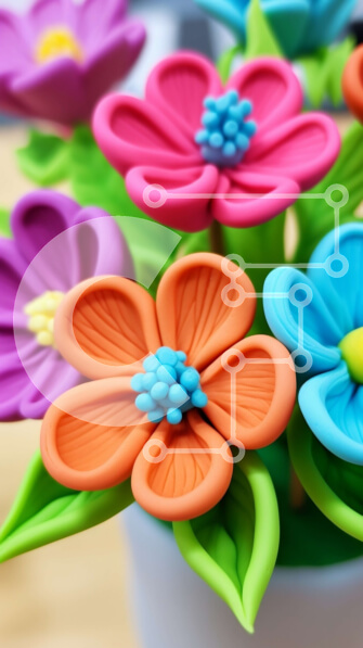 Intra Συλλεκτικό Ξύλινο Παζλ Plywood  4mm - Πολύχρωμο πλαστικό μπουκέτο λουλουδιών σε βάζο Σε Ξύλινο Κουτί - Διαστάσεις Puzzle: 10x10 cm – 25 κομμάτια