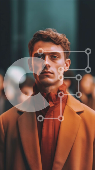 Intra Συλλεκτικό Ξύλινο Παζλ Plywood  4mm - Σοβαρός άνδρας με μαύρισμα παλτό και κόκκινο πουκάμισο που βλέπει στην κάμερα Σε Ξύλινο Κουτί - Διαστάσεις Puzzle: 10x10 cm – 25 κομμάτια