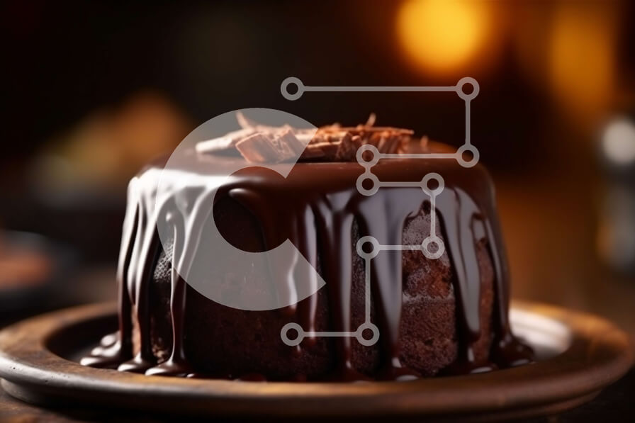 Σετ των 2 Intra Συλλεκτικό Ξύλινο Παζλ Plywood  4mm - Λαχταριστή εικόνα κέικ σοκολάτας με γλάσο Σε Ξύλινο Κουτί - Διαστάσεις: 10x10 cm – 25 κομμάτια