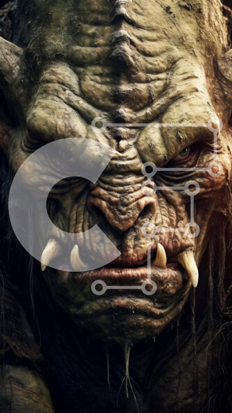 Intra Συλλεκτικό Ξύλινο Παζλ Plywood  4mm - Εκφοβιστική και ρεαλιστική απεικόνιση του προσώπου ενός τρολ από κοντά Σε Ξύλινο Κουτί - Διαστάσεις Puzzle: 10x10 cm – 25 κομμάτια