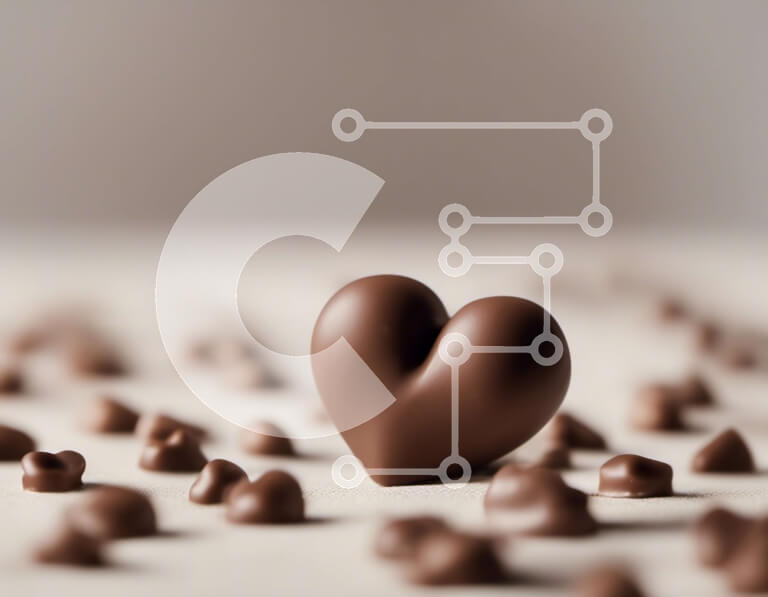 Σετ των 2 Intra Συλλεκτικό Ξύλινο Παζλ Plywood  4mm - Καραμέλα σοκολάτας σε σχήμα καρδιάς σε ένα τραπέζι Σε Ξύλινο Κουτί - Διαστάσεις: 10x10 cm – 25 κομμάτια