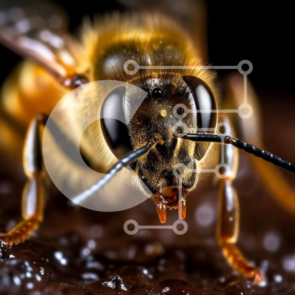 Intra Συλλεκτικό Ξύλινο Παζλ Plywood  4mm - Εκπληκτική κοντινή φωτογραφία του προσώπου μιας μέλισσας με ρίγες Σε Ξύλινο Κουτί - Διαστάσεις: 10x10 cm – 25 κομμάτια