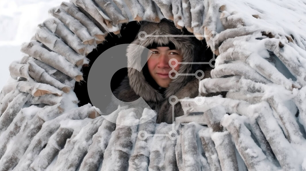 Intra Συλλεκτικό Ξύλινο Παζλ Plywood  4mm - Γούνινο παλτό με πρόσωπο που κρυφοκοιτάζει από ξύλινο ιγκλού καλυμμένο με χιόνι Σε Ξύλινο Κουτί - Διαστάσεις: 10x10 cm – 25 κομμάτια