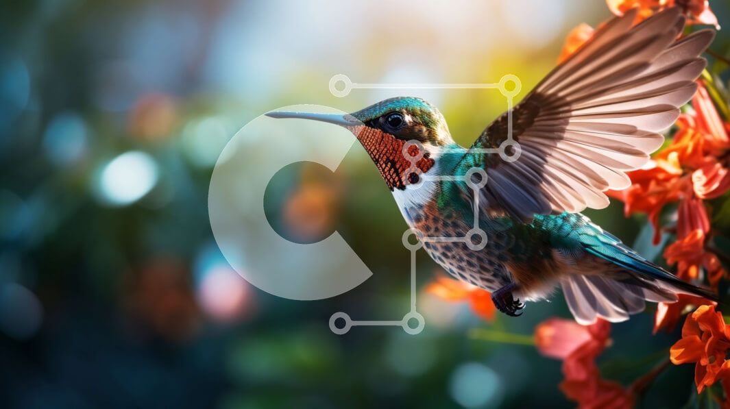 Intra Συλλεκτικό Ξύλινο Παζλ Plywood  4mm - Κολίμπρι σε λουλούδι με ανοιχτά φτερά Σε Ξύλινο Κουτί - Διαστάσεις: 10x10 cm – 25 κομμάτια