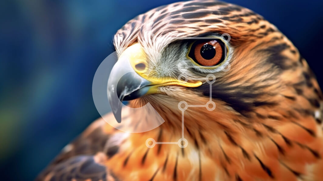 Intra Συλλεκτικό Ξύλινο Παζλ Plywood  4mm - Εκπληκτική εικόνα από κοντά του κεφαλιού του Hawk με έντονο βλέμμα Σε Ξύλινο Κουτί - Διαστάσεις: 10x10 cm – 25 κομμάτια