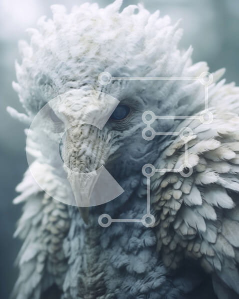 Σετ των 2 Intra Συλλεκτικό Ξύλινο Παζλ Plywood  4mm - Εκπληκτική εικόνα ενός λευκού πουλιού με μπλε μάτια Σε Ξύλινο Κουτί - Διαστάσεις: 10x10 cm – 25 κομμάτια