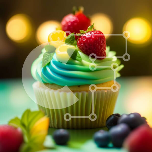 Σετ των 2 Intra Συλλεκτικό Ξύλινο Παζλ Plywood  4mm - Λαχταριστό Cupcake με Green Frosting και Blue Sprinkles Σε Ξύλινο Κουτί - Διαστάσεις: 10x10 cm – 25 κομμάτια