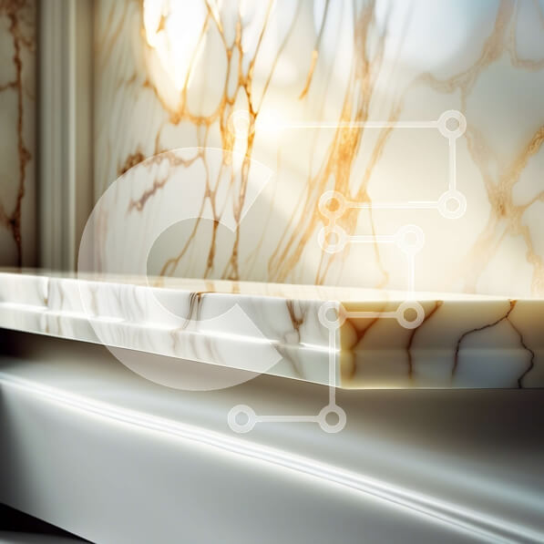 Intra Συλλεκτικό Ξύλινο Παζλ Plywood  4mm - Κομψός μαρμάρινος πάγκος με ράφι στον τοίχο Σε Ξύλινο Κουτί - Διαστάσεις Puzzle: 10x10 cm – 25 κομμάτια