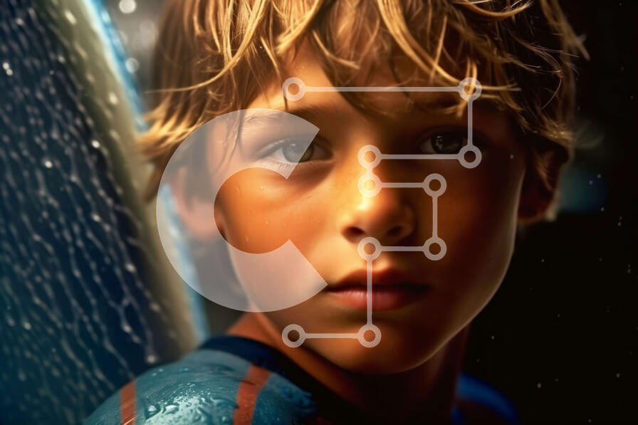 Intra Συλλεκτικό Ξύλινο Παζλ Plywood  4mm - Αποφασισμένο νεαρό αγόρι που στέκεται μπροστά από τον καταρράκτη Σε Ξύλινο Κουτί - Διαστάσεις: 10x10 cm – 25 κομμάτια