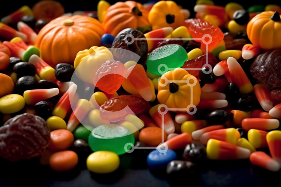 Σετ των 2 Intra Συλλεκτικό Ξύλινο Παζλ Plywood  4mm - Πολύχρωμο και νόστιμο σωρό καραμέλας αποκριών Σε Ξύλινο Κουτί - Διαστάσεις: 10x10 cm – 25 κομμάτια