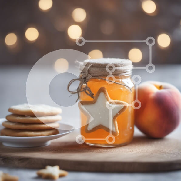 Σετ των 2 Intra Συλλεκτικό Ξύλινο Παζλ Plywood  4mm - Μαρμελάδα ροδάκινου, μπισκότα και μήλο σε ένα πιάτο Σε Ξύλινο Κουτί - Διαστάσεις: 10x10 cm – 25 κομμάτια