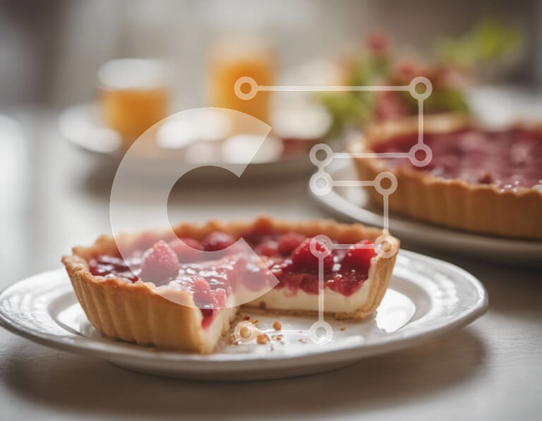 Σετ των 2 Intra Συλλεκτικό Ξύλινο Παζλ Plywood  4mm - Φέτα Raspberry Pie με καφέ ή τσάι Σε Ξύλινο Κουτί - Διαστάσεις: 10x10 cm – 25 κομμάτια