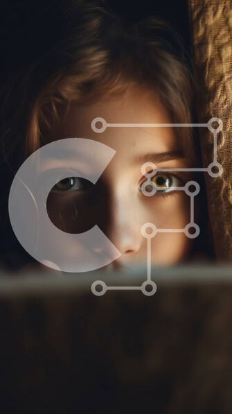 Intra Συλλεκτικό Ξύλινο Παζλ Plywood  4mm - Σοβαρό νεαρό κορίτσι που κοιτάζει έξω από πίσω από μια κουβέρτα ή μια κουρτίνα Σε Ξύλινο Κουτί - Διαστάσεις Puzzle: 10x10 cm – 25 κομμάτια