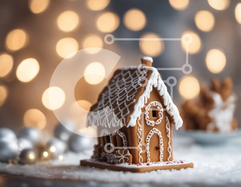 Intra Συλλεκτικό Ξύλινο Παζλ Plywood  4mm - Διακόσμηση σπιτιού με μελόψωμο σε στολίδια χιονιού Σε Ξύλινο Κουτί - Διαστάσεις: 10x10 cm – 25 κομμάτια