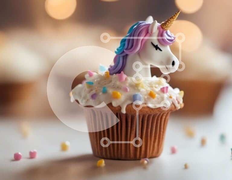 Σετ των 2 Intra Συλλεκτικό Ξύλινο Παζλ Plywood  4mm - Μονόκερος Cupcake με πολύχρωμα ψεκάσματα Σε Ξύλινο Κουτί - Διαστάσεις: 10x10 cm – 25 κομμάτια