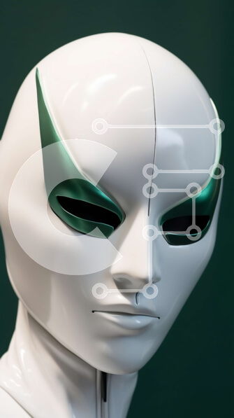 Intra Συλλεκτικό Ξύλινο Παζλ Plywood  4mm - Λευκό ανθρωποειδές ρομπότ με πράσινα μάτια Σε Ξύλινο Κουτί - Διαστάσεις Puzzle: 10x10 cm – 25 κομμάτια