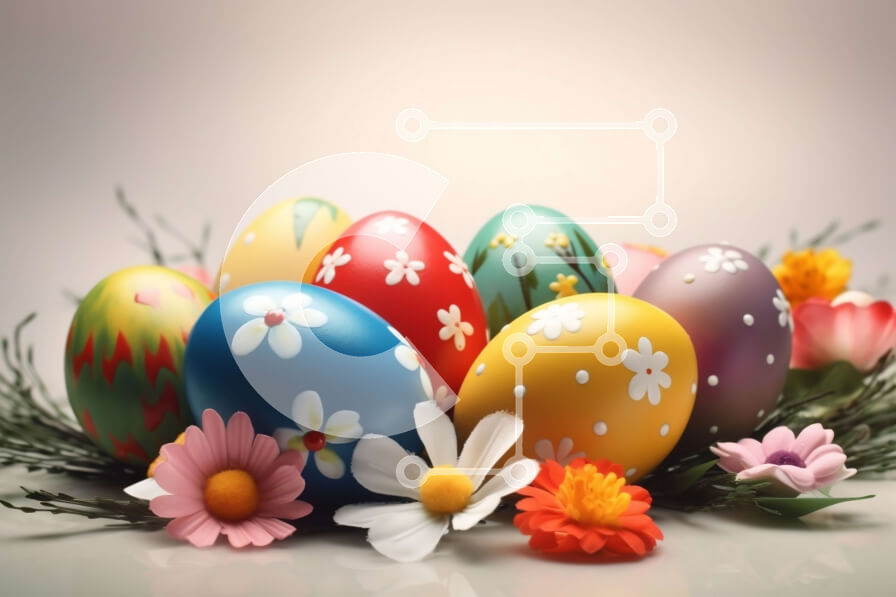 Intra Συλλεκτικό Ξύλινο Παζλ Plywood  4mm - Όμορφη επίδειξη πασχαλινών αυγών με ζωηρά χρώματα και φρέσκα άνθη Σε Ξύλινο Κουτί - Διαστάσεις: 10x10 cm – 25 κομμάτια